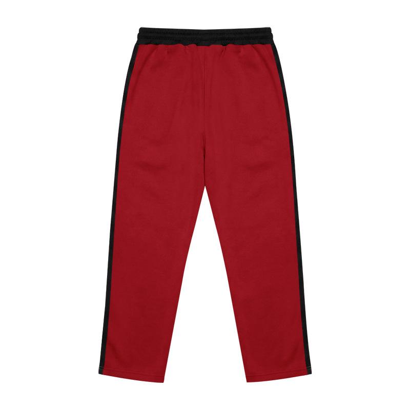 Pantaloni de trening largi pentru bărbați, căptușiți cu fleece, tricotaj greu, dungă contrastantă laterală, șnur, croială largă, casual, sport