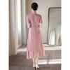 Pink embroidered Aodai cheongsam 1011 spring and summer new new Chinese temperament young national style dress daily