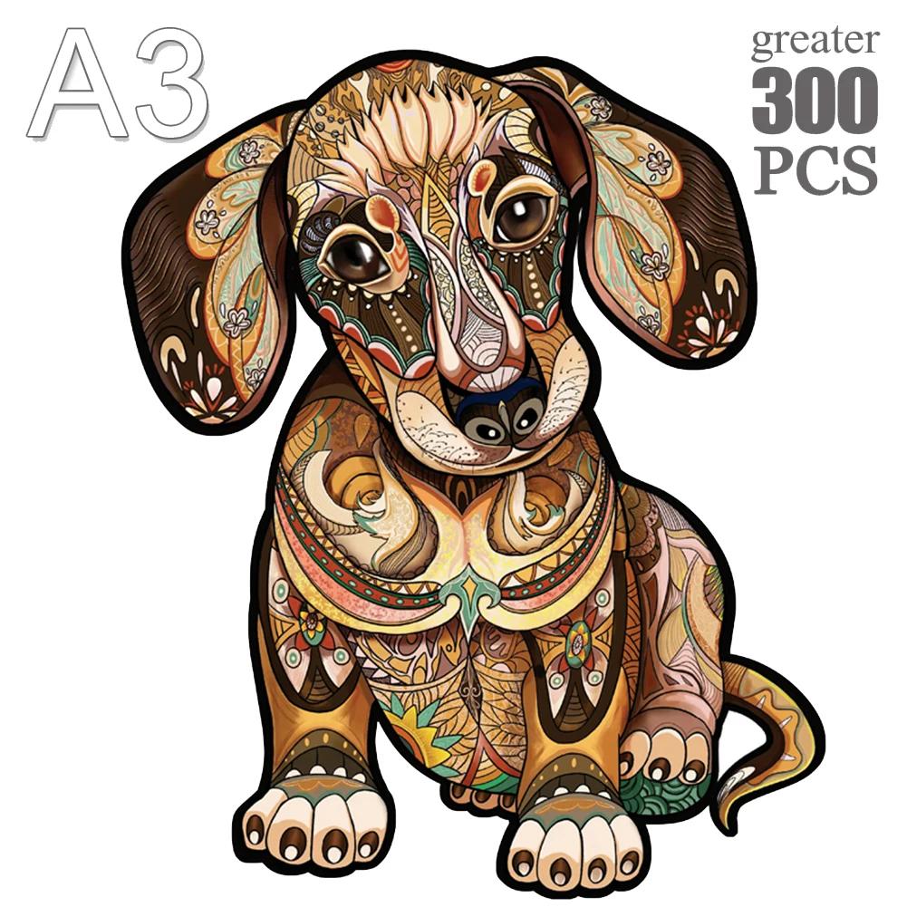 Wooden Puzzle Adult Kids Jigsaw Puzzles Puppy Dog 3D Animal Puzzles Boutique Gift Box Packaging Children Christmas Gifts Toys