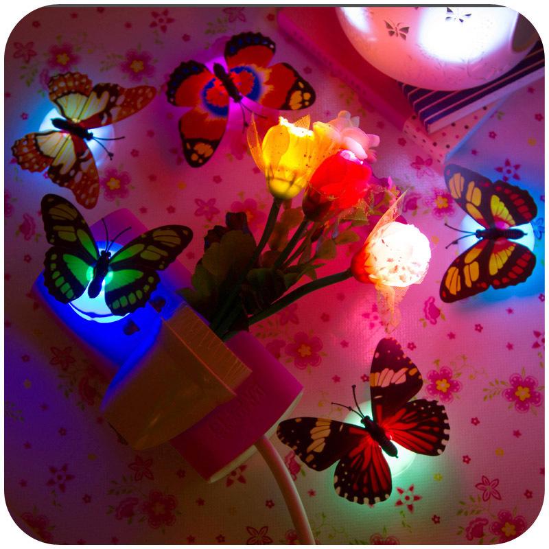 Butterfly Night Lights Pasteable Creative 3D Butterfly Wall Stickers Lamps Home Decoration DIY Living Room Wall Sticker Lighting Wall Lamp 