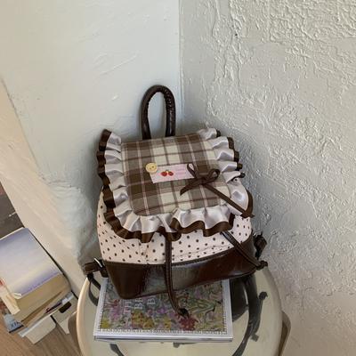 Large-capacity Niche College Backpack with Fashionable Lace and Bow Design