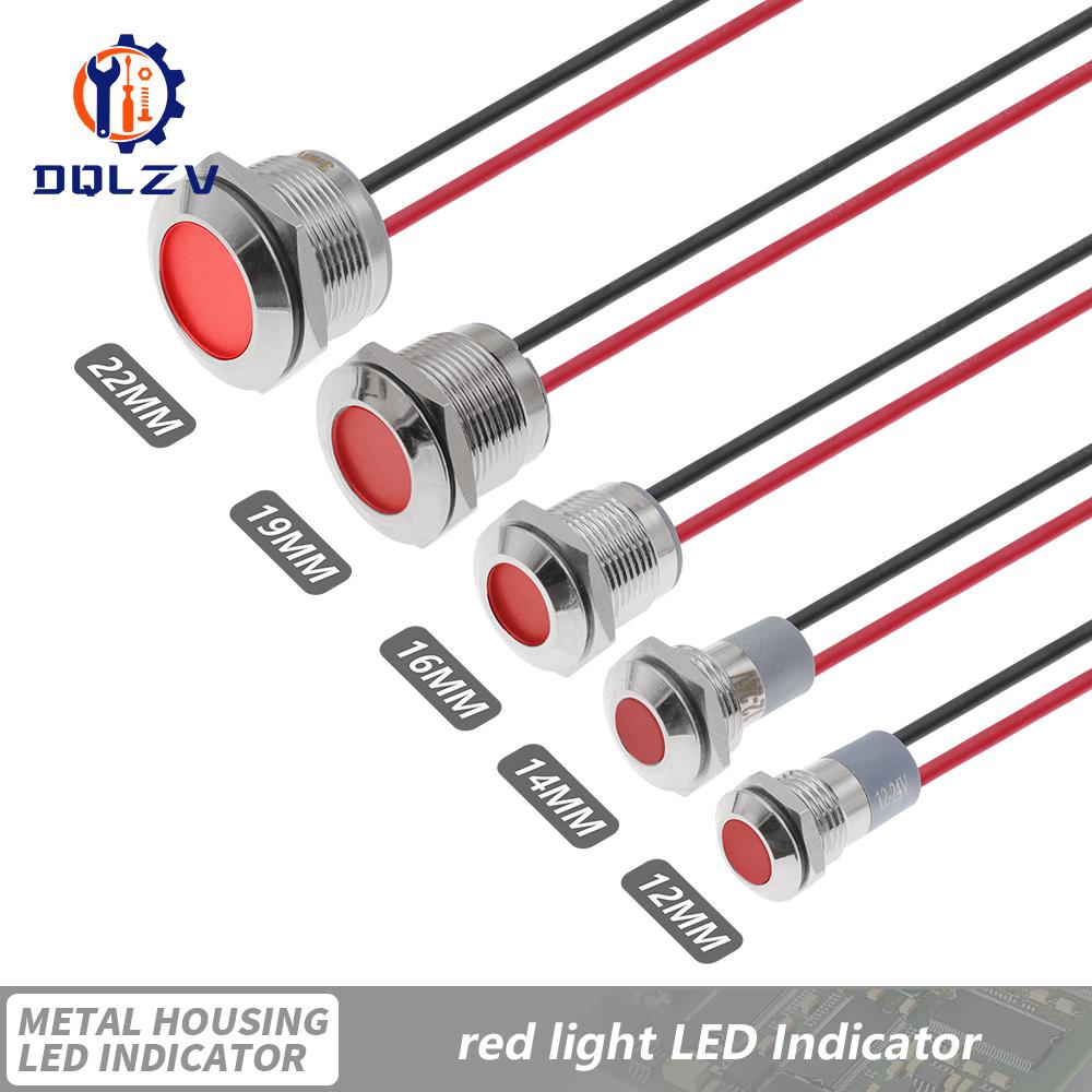 6mm 8mm 10mm 12mm 14mm 16mm 19mm 22mmWaterproof IP67 Metal LED Warning Indicator Light Signal Lamp Pilot Wire 3V 12V 24V 48V