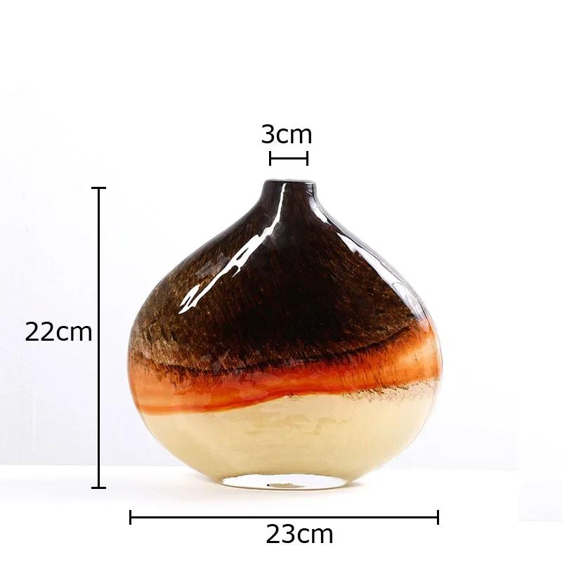 Креативная цветная градиентная стеклянная ваза Горшок для растений Настольное украшение Композиция из цветов Ваза для искусственных цветов Эстетичный декор для комнаты