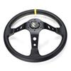 6 Civata 350mm Evrensel Derin Çanak Araba Yarışı Drifting Direksiyon Simidi PU Deri Direksiyon Simidi Derin Mısır Çanağı Spor Drifting siyah +sarı