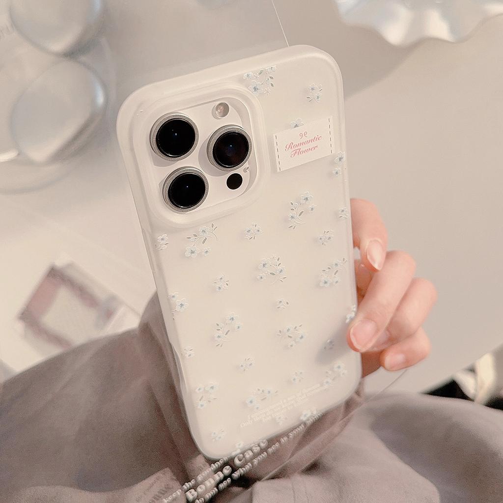 Blue Small Flowers Suitable for Apple 16 Mobile Phone Case 15promax Gentle Iphone17 Korean 13 Transparent Feeling 11