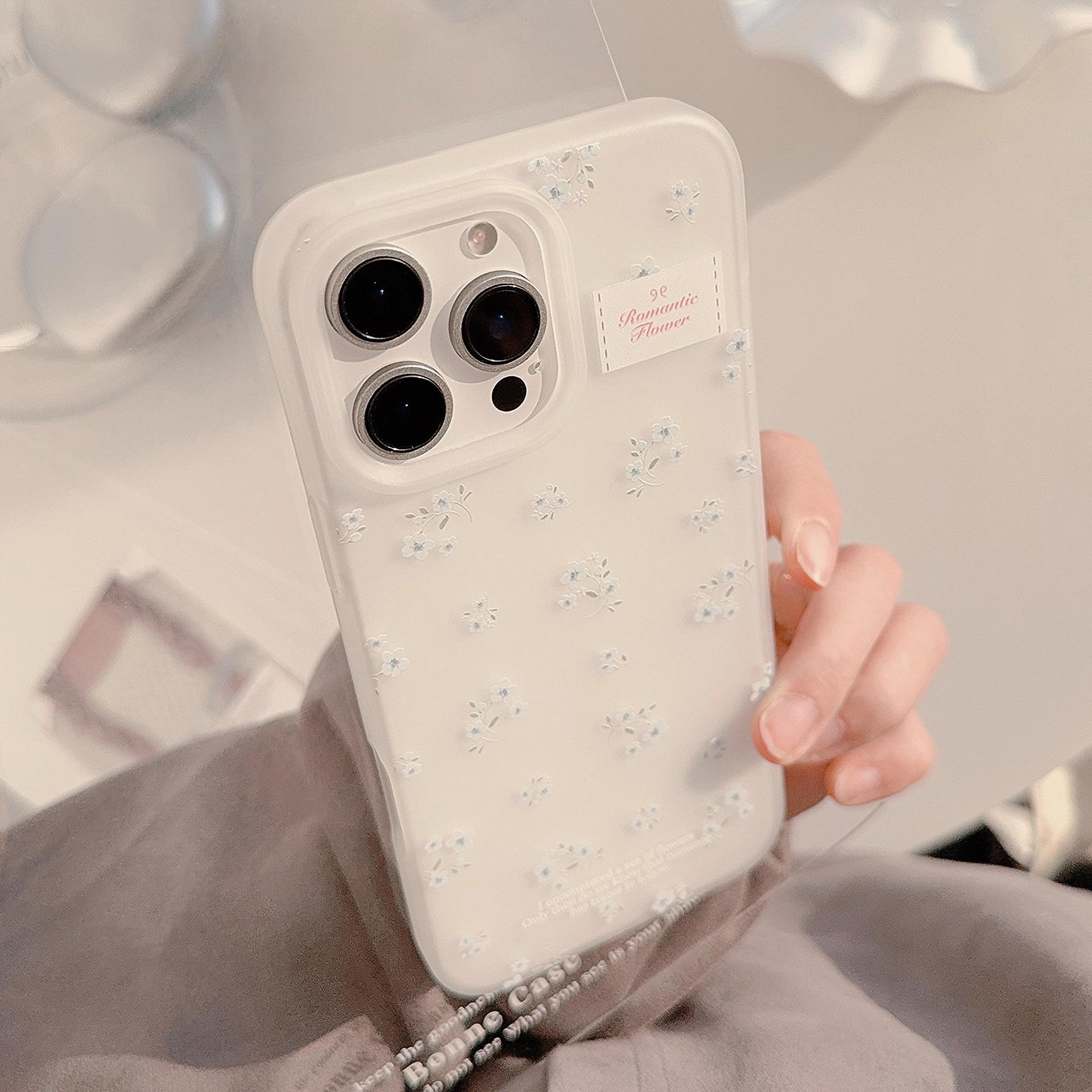 

Blue Small Flowers Suitable for Apple 16 Mobile Phone Case 15promax Gentle Iphone17 Korean 13 Transparent Feeling 11 12pro max(6.7)