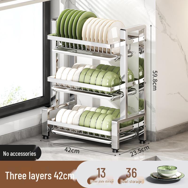 2026 Multi-functional Stainless Steel Dish Drying Rack for Countertop Storage of Bowls, Plates, and Chopsticks