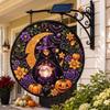 Halloween Wall Light Outdoor Round Decor with Pumpkin Moon Patterns for Front Door Porch Patio Decoration