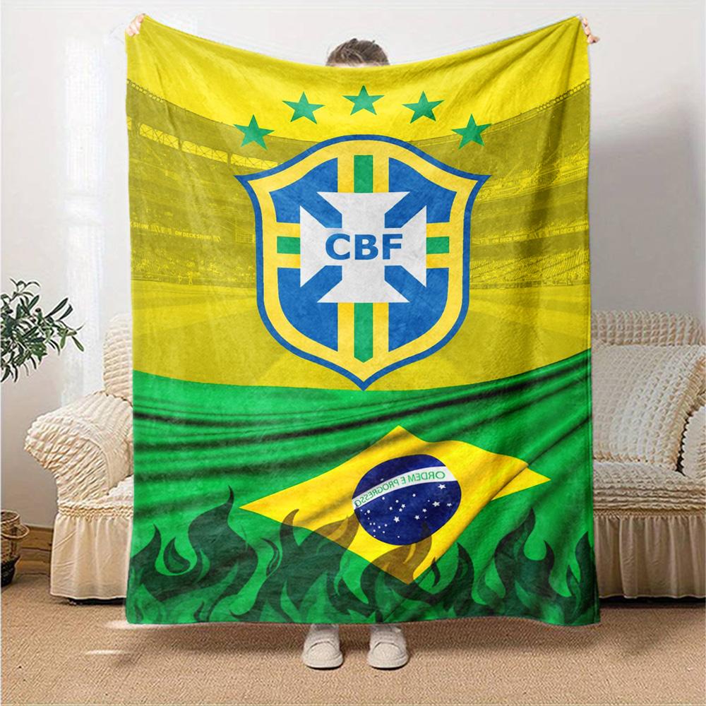 Brasil CBF Print Flannel Blanket High Quality Warm Comfortable Cover for All Seasons Perfect for Gifts Home Decor