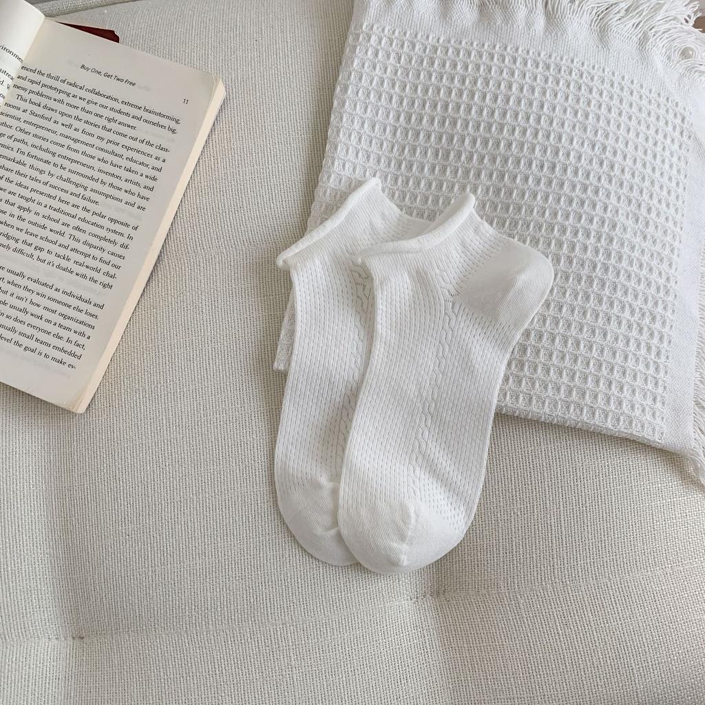 Small White Socks, Thin Socks, Hollow Mesh Socks, Breathable And Sweat-Absorbing Cotton Socks, Summer Versatile Boat Socks