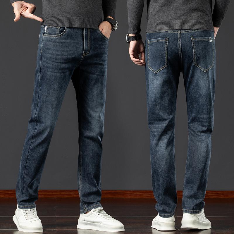 Autumn And Winter New Light Business Straight Leg Elastic Jeans Men'S Korean Version Trendy Versatile Quality Casual Pants