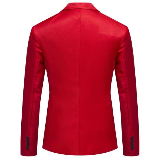 Formal Blazer Solid Color Turndown Collar One Button Four Seasons Slim Fit Pockets Suit Jacket for Wedding