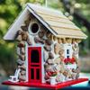 Stone Cottage Bird House Outdoor Resin Bird House Decorative Hanging Birdhouse for Garden Patio Courtyard Decoration