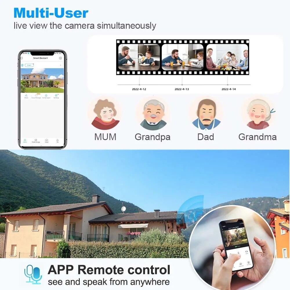 Neue EU 12MP 6K WiFi-Kamera für den Außenbereich, drei Objektive, Dual-Screens, 8-facher Zoom, CCTV-Mini-Videokamera, automatisches Tracking, Sicherheitsschutz, Überwachung, iCSee-App