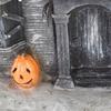 Halloween Light-Up House Ornament, Resin Building with White Figures and Gourd Motifs for Seasonal Display Scenes