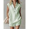 GMXIA Women's  Sleeveless, Shirt Collar Fashion Casual Pants Suits