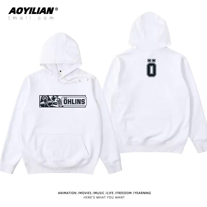 Autumn Winter Men Suspension Car Motorcycle Sport Racing Ohlins Shock Hoodies Long Sleeves Thermal Sweatshirt Ladies Unisex