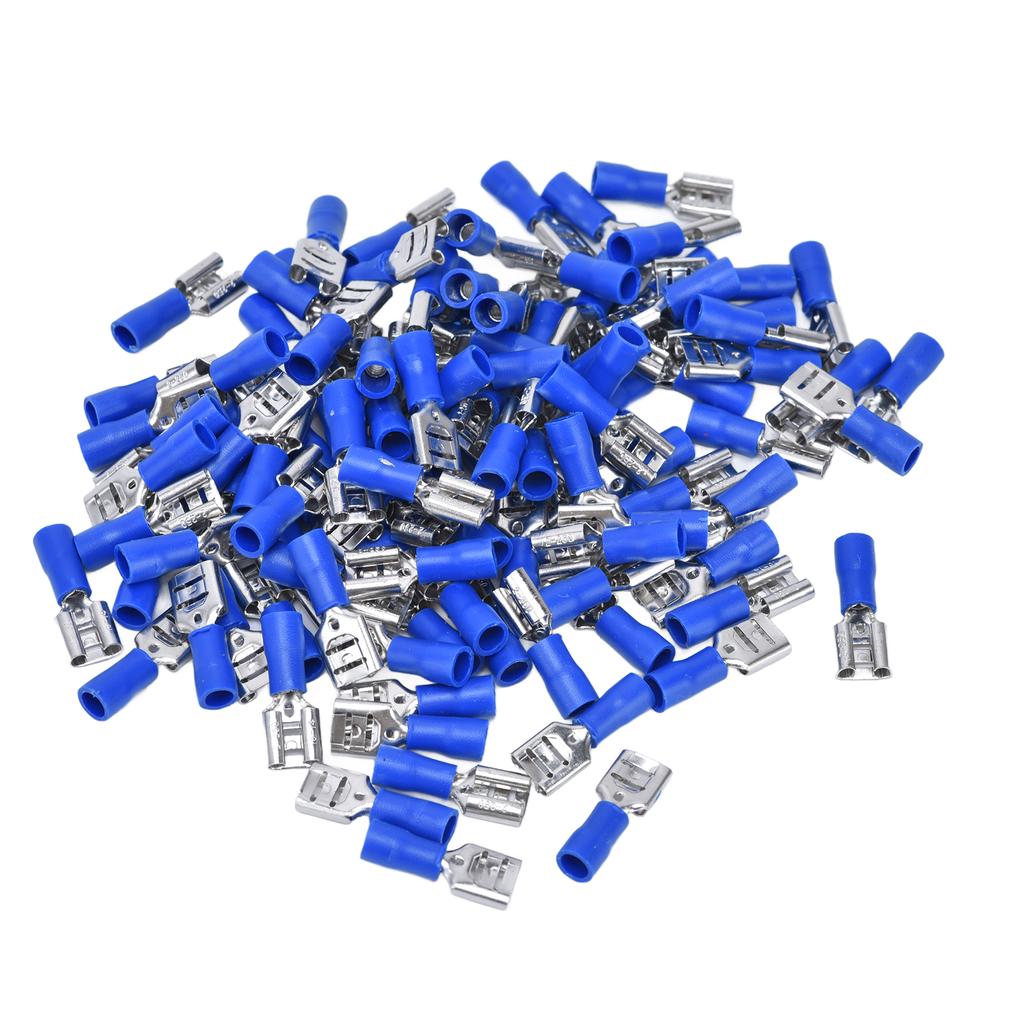 100PCS FDD2250 Spade Connector Conductivity Female Spade Connector with Insulating Shell for 1.52.5mm Cable(Blue )