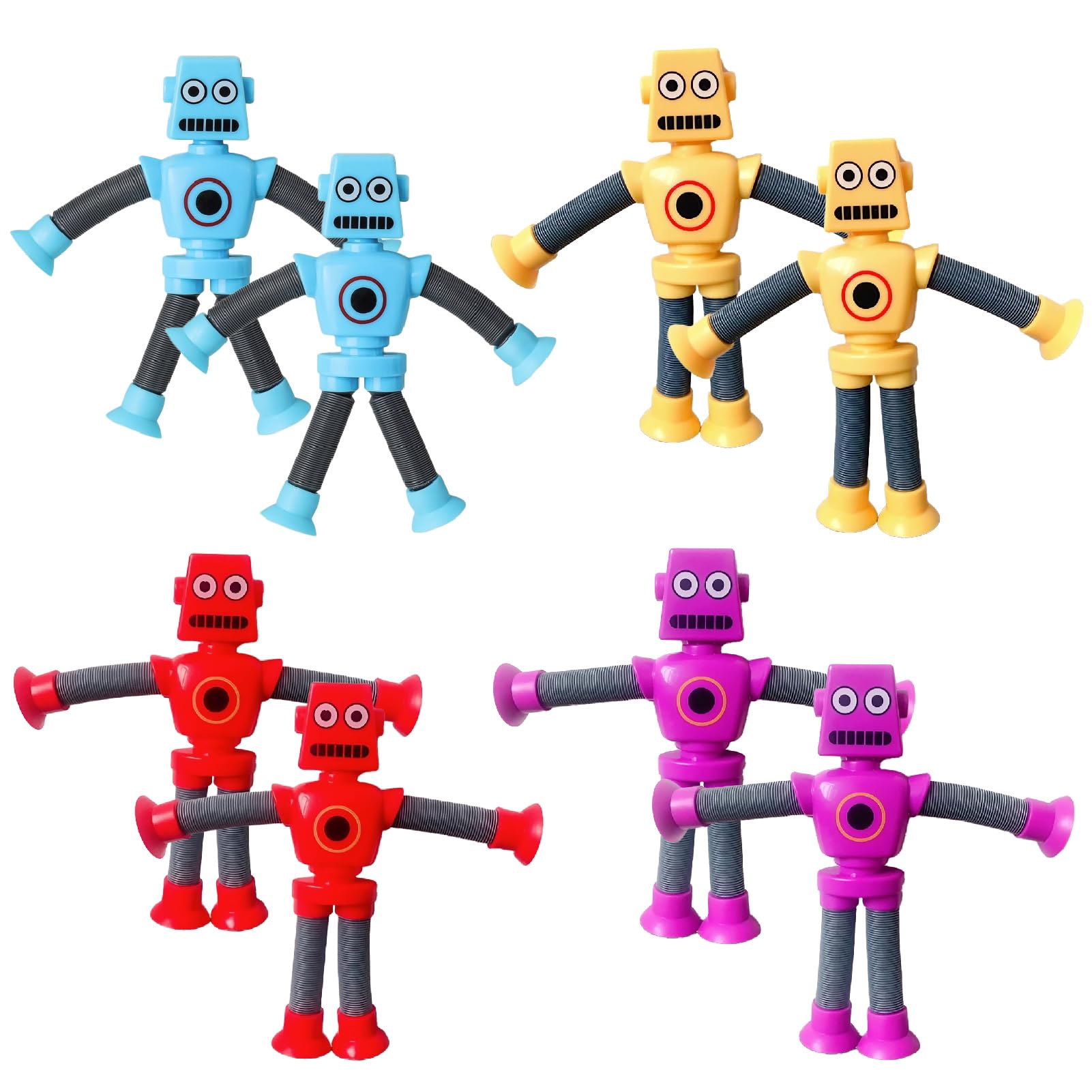 

Boono Pop Tube Robot Toys with Extendable Silly and Fun Gift with Suction Cups Limbs, (8 Pieces)