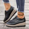 Spring and Autumn Four Seasons Women's Shoes Slope Heel Platform Comfortable Casual Lace-up Doudou Lefu Mom Single Shoes