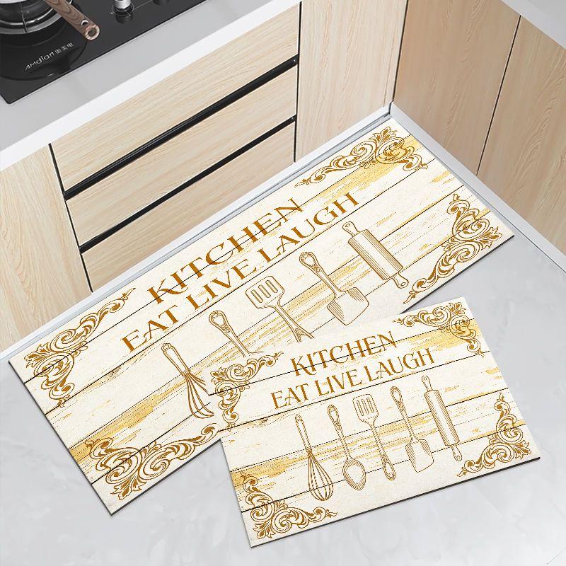 Retro Border Kitchen Tool Runner Rug Waterproof Oilproof Non Slip Anti Fatigue Farmhouse Floor Rug