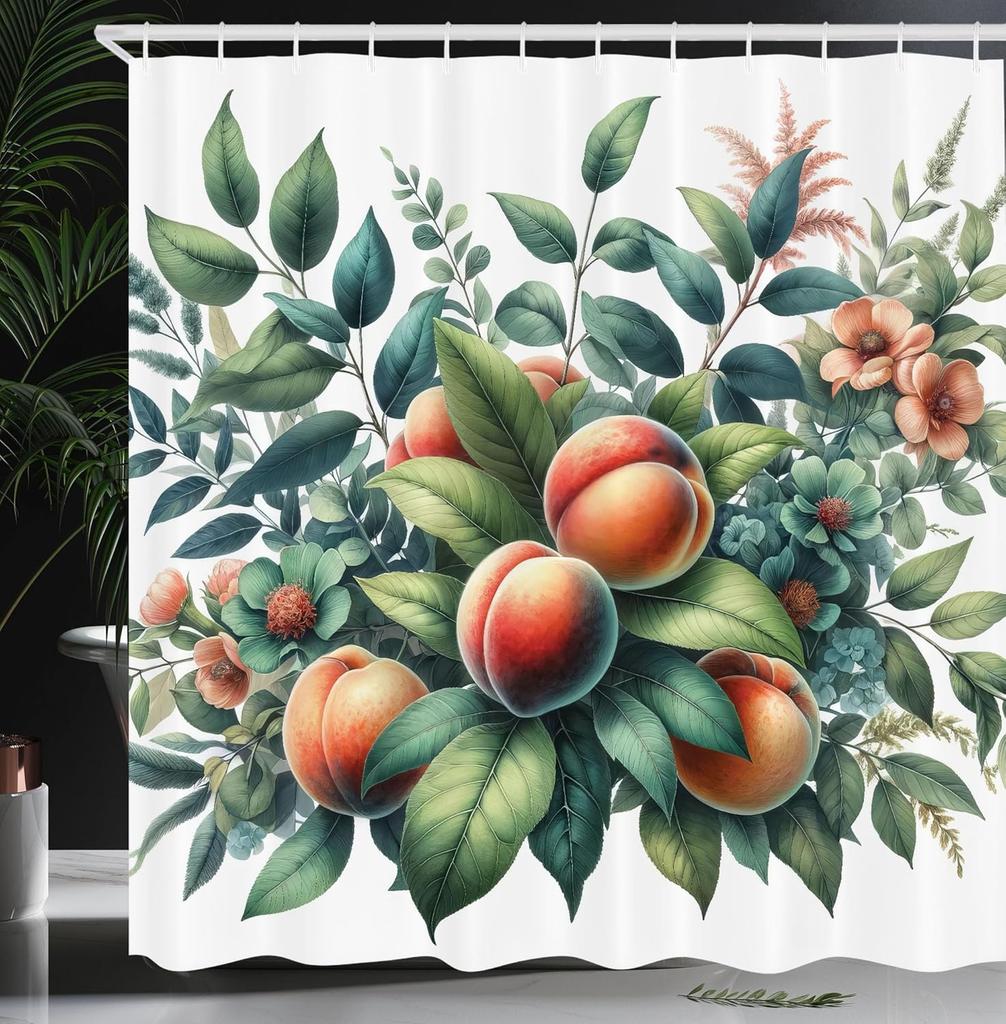 Colorful Shower Curtain, Oriental Boho Flourishing Mandala Flower and Aquarelle Look Hues Print, Cloth Fabric Bathroom Decor Set