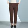 High-Waisted Corduroy Mom Pants with Velvet, Plus Size, for Middle-Aged & Elderly Women, Loose Straight-Leg Cropped Fit