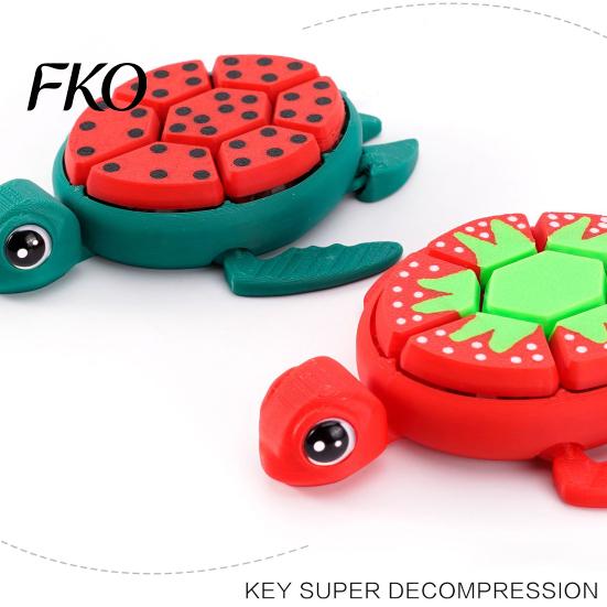 Verstellbare Pose Figur 3D-gedruckte Wassermelonen-Schildkröte Fidget Toy mit beweglichen Gelenken, Drückbare Schalenknöpfe Stress Einzigartiges Entlastungsspielzeug, Kreatives Tier