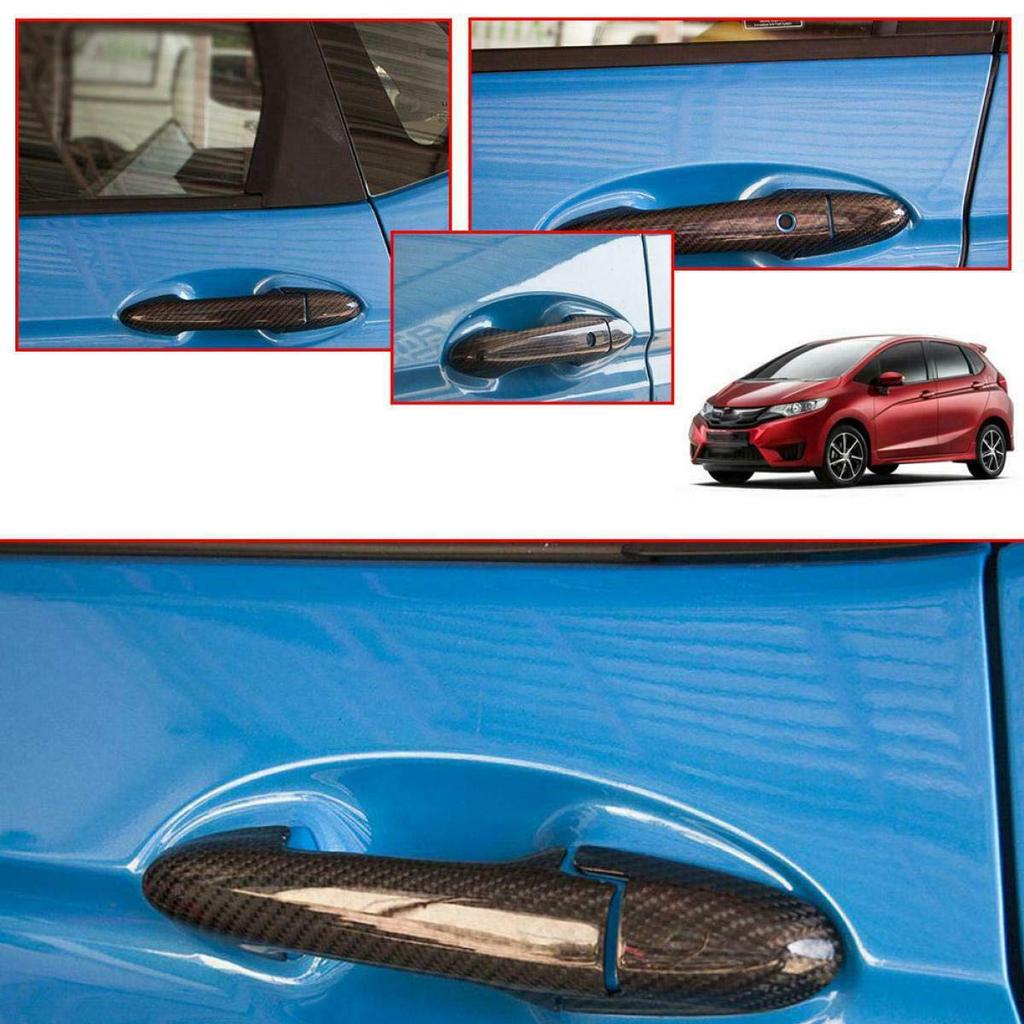Cicisame Carbon Fiber Door Handle Cover Trim of for Honda GK 2014 15 16 17 (Set 8) Jazz/Fit