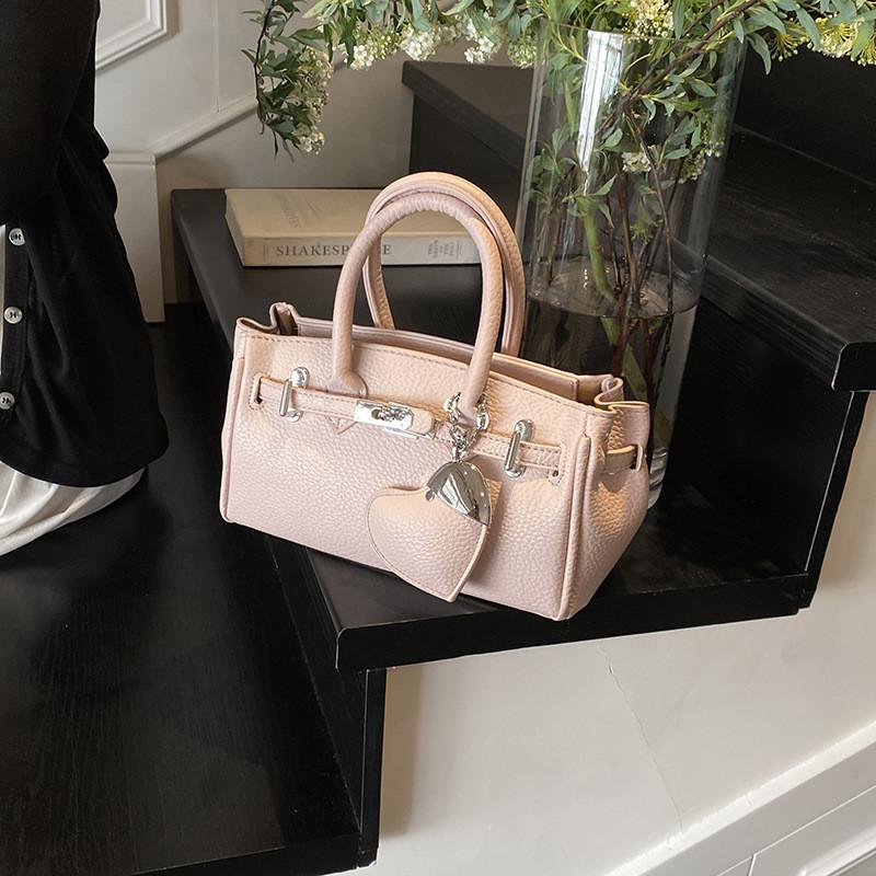 Pendant Symbol Heart Gold Handheld Purse Sewed Detailing Shoulder Strap Office