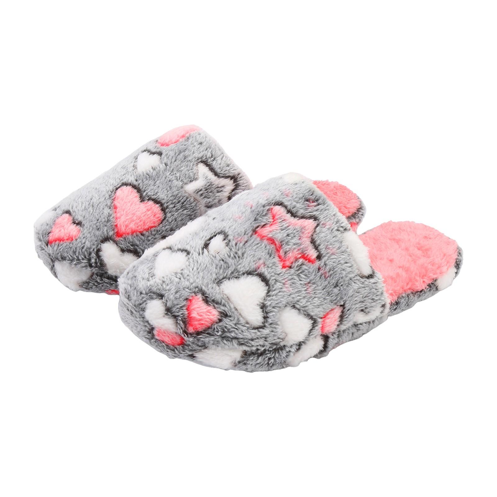 Женские домашние тапочки из хлопка модные не позиционирующие с принтом любовь-звезда домашние теплые тапочки для женщин нескользящие 36-37 серый 1284₽