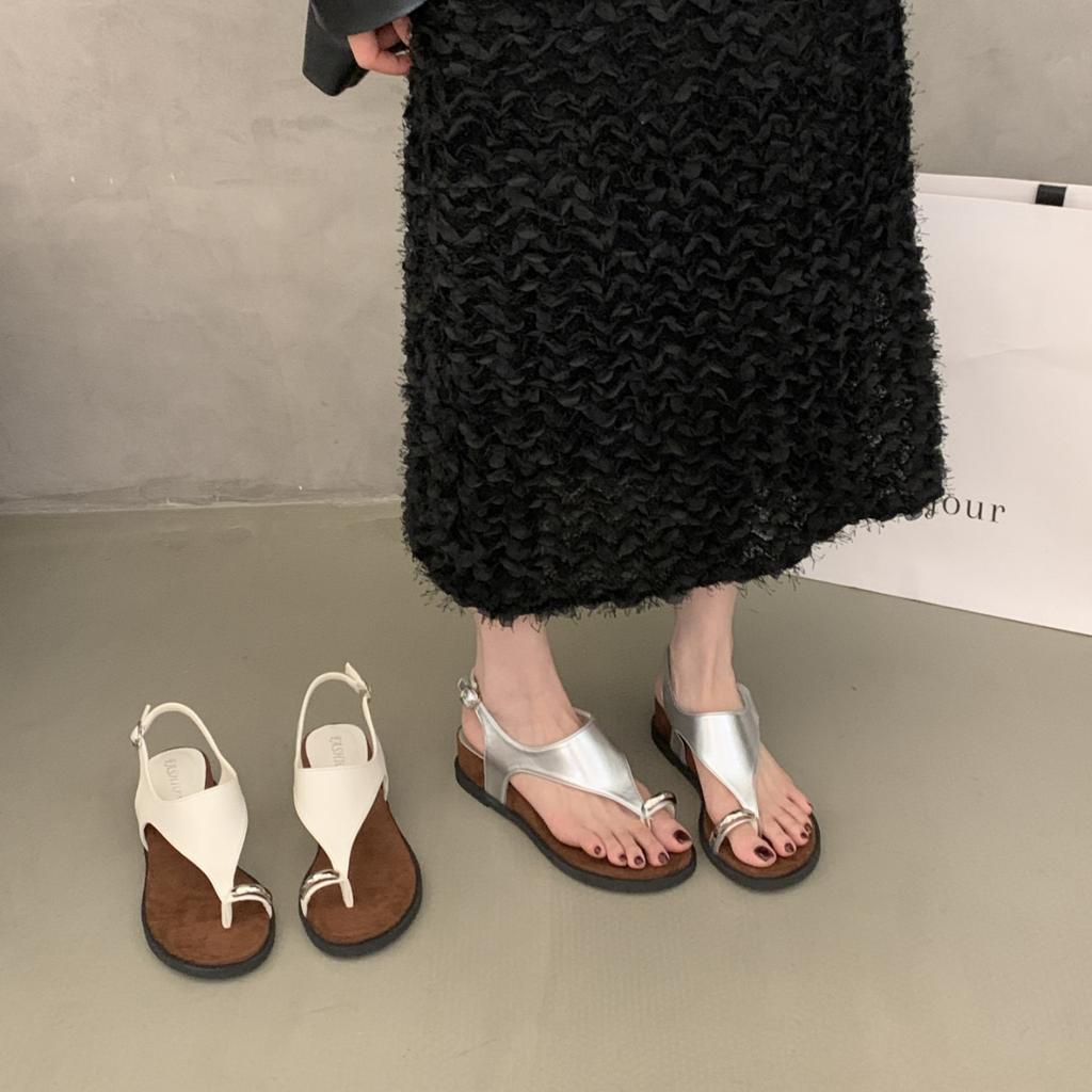 Summer temperament new French Roman shoe cover toe slope heel metal buckle 2025 design niche platform sandals women