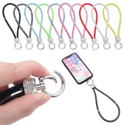 Telefon Elmas Kristal Bilek Kayışları Parıltılı Yapay Elmas Telefon Askısı Anahtarlık Askılı Kaybolmaz İp