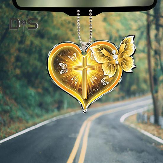 Golden Butterfly Acrylic Car Hanging Ornament Perfect for Parties Birthdays Christmas Home Car Decorations