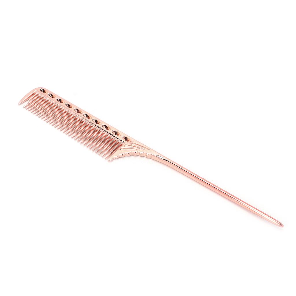 Professional Rat Tail Hair Comb Salon Hairdressing Styling Comb Barber Aluminum Metal CombRose Gold