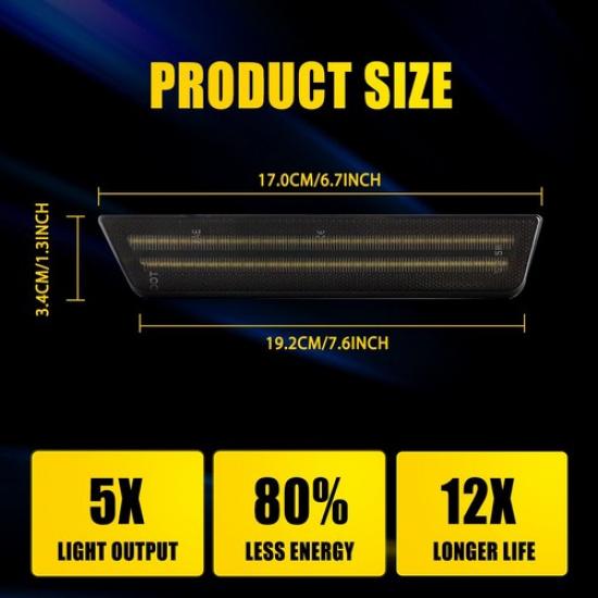 For Dodge Challenger 2008-14 Rear Side Marker Light Scan Start-up Smoked White A