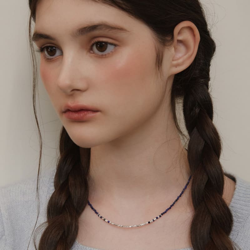 Tatiana (925 Silver) Navy Dazzle Bead Necklace NZ2439