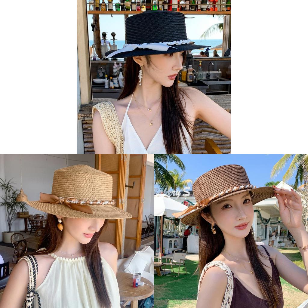 Summer Straw Hat With Wide Brim For Beach Vacation And Sun Protection