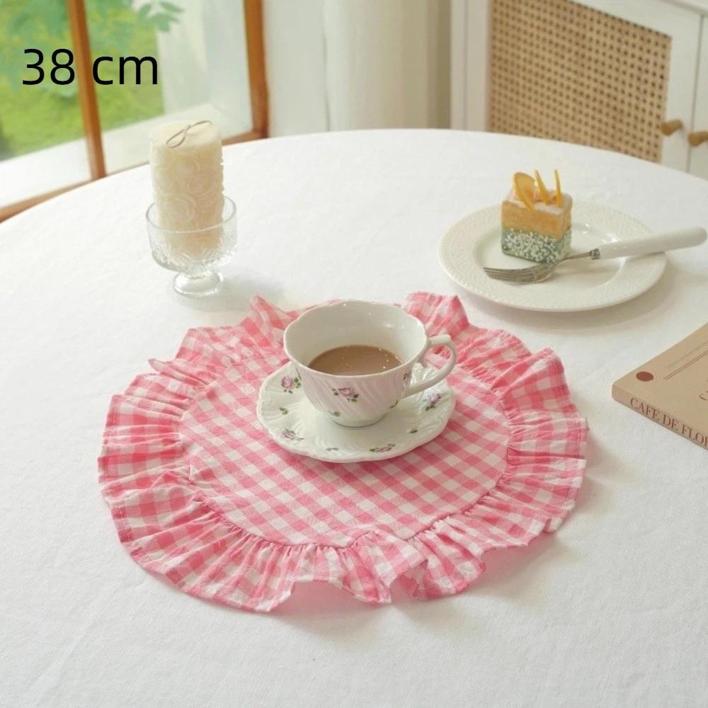 Retro Soft Ruffle Placemats Round Square Cloth Napkins French Cotton Western Food Mats Table Decor