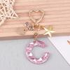 Cute  Bling Keychain A To Z Initial Letter Love Heart Star Pink For Women Girls Bag Cup Pendant Key Chain Accessories