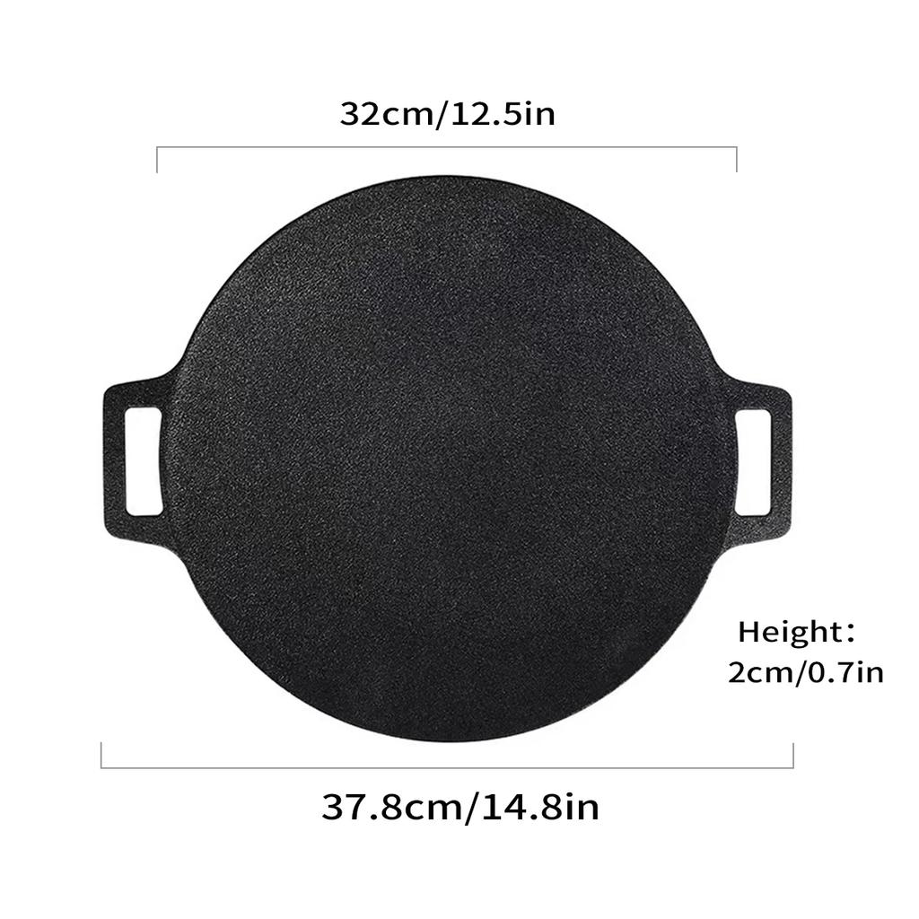 Leeseph Korean BBQ Grill Pan Round Griddle Pan for Gas Open Fire Camping Home Outdoor Stoves Circular Multiple Sizes Black