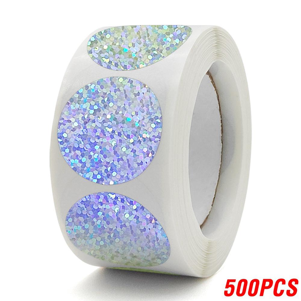Exquisite 500Pcs Laser Blank Love Heart Stars Round Stickers 1Inch Handmade Decoration Holiday Birthday Party Sealing Label