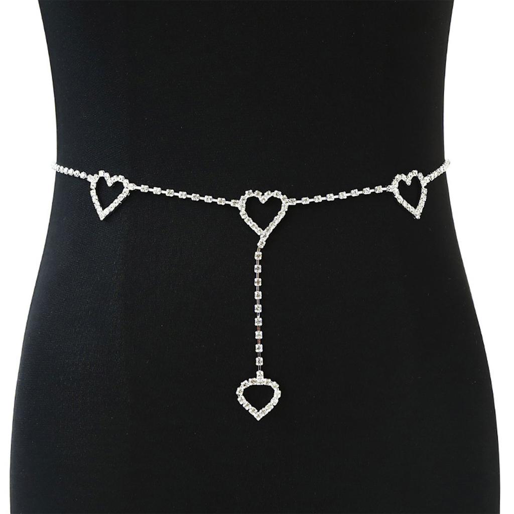Rhinestones Belly Chain Jewelry With Heart Pendant Body Jewelry For Women Waist Chains Body Chain Jewelry Waist