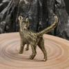 Retro Cat Brass Ornament Creative Long Tailed Cat Desktop Tea Pet Micro Carved Crafts Home Decoration Countryside Cat Ornament