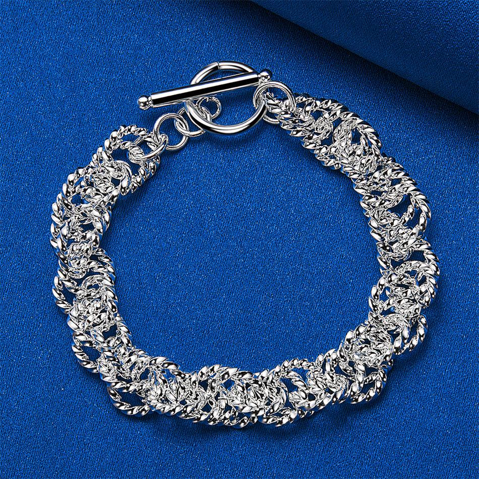 925 Sterling Silver 8-inch Exquisite Woven Bracelet, Fashionable Men's and Women's Party Jewelry, Hip-hop Accessories