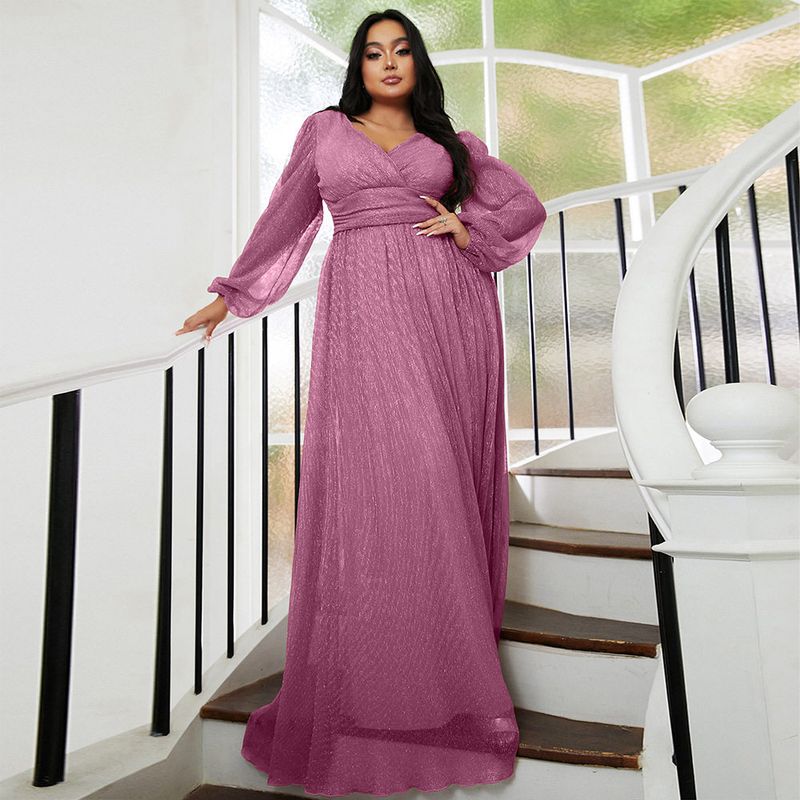 Cross-Border Foreign Trade Amazon European and American Plus-Size Women's Long Luxury Evening Dress for Weddings, Parties, and Banquets