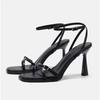 2025 designer women's new fashion letter high heels black super high heels stilettos lace-up sandals for women
