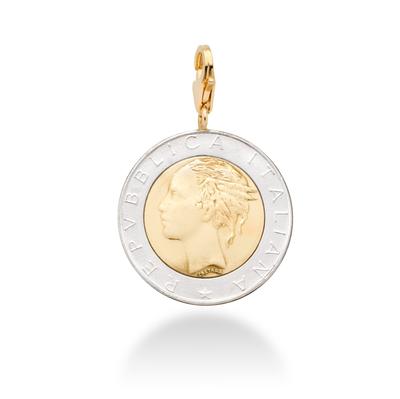 Miabella 18K Gold Over Sterling Silver Genuine Italian 500 Lire Coin Medallion Charm Pendant Bracelet Necklace for Women Men 925 Made In Italy