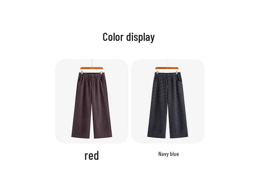 Plus Size Women's High-Waisted Retro Plaid Wide-Leg Cropped Pants NK1287