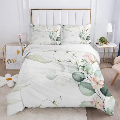 3-teiliges einseitig bedrucktes Bettbezug-Set Queen-Size King-Size Tier Pflanze Blume Blatt Bettwäsche-Set Bequem Weich Hautfreundlich